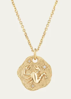 Aaryah18K Yellow Gold Mini Diamond Zodiac Pendant Necklace