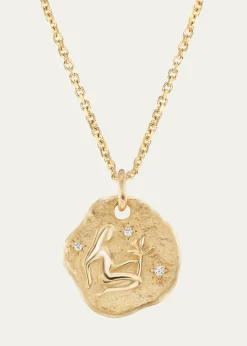 Aaryah18K Yellow Gold Mini Diamond Zodiac Pendant Necklace