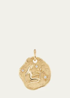Aaryah18K Yellow Gold Mini Diamond Zodiac Pendant Necklace