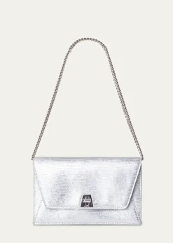 AkrisAnouk Lizard-Print Clutch Bag w/ Chain