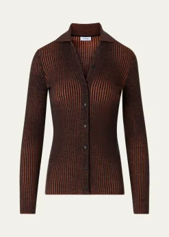 Akris puntoTwo-Tone Ribbed Merino Cardigan