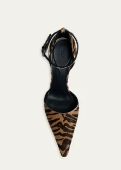 ALAIA90mm d'Orsay Tiger Calf Hair Ankle-Strap Pumps