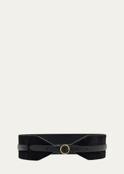 ALAIAPony Hair Leather Wide Belt