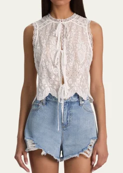 ALICE + OLIVIAAmal Embroidered Tank Top