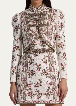 ALICE + OLIVIAIlaria Embroidered Cropped Jacket