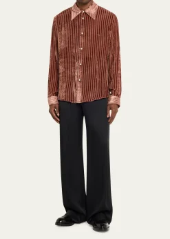 AmiriMen's Velvet Stripe Dress Shirt