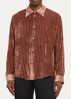 AmiriMen's Velvet Stripe Dress Shirt