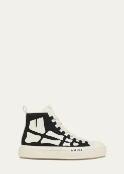AmiriMen's Skel Court Canvas and Leather High-Top Sneakers