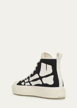 AmiriMen's Skel Court Canvas and Leather High-Top Sneakers