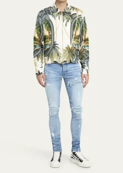AmiriMen's Skel Court Canvas and Leather High-Top Sneakers