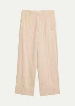 AmiriMen's Striped Linen-Blend Tailored Pants