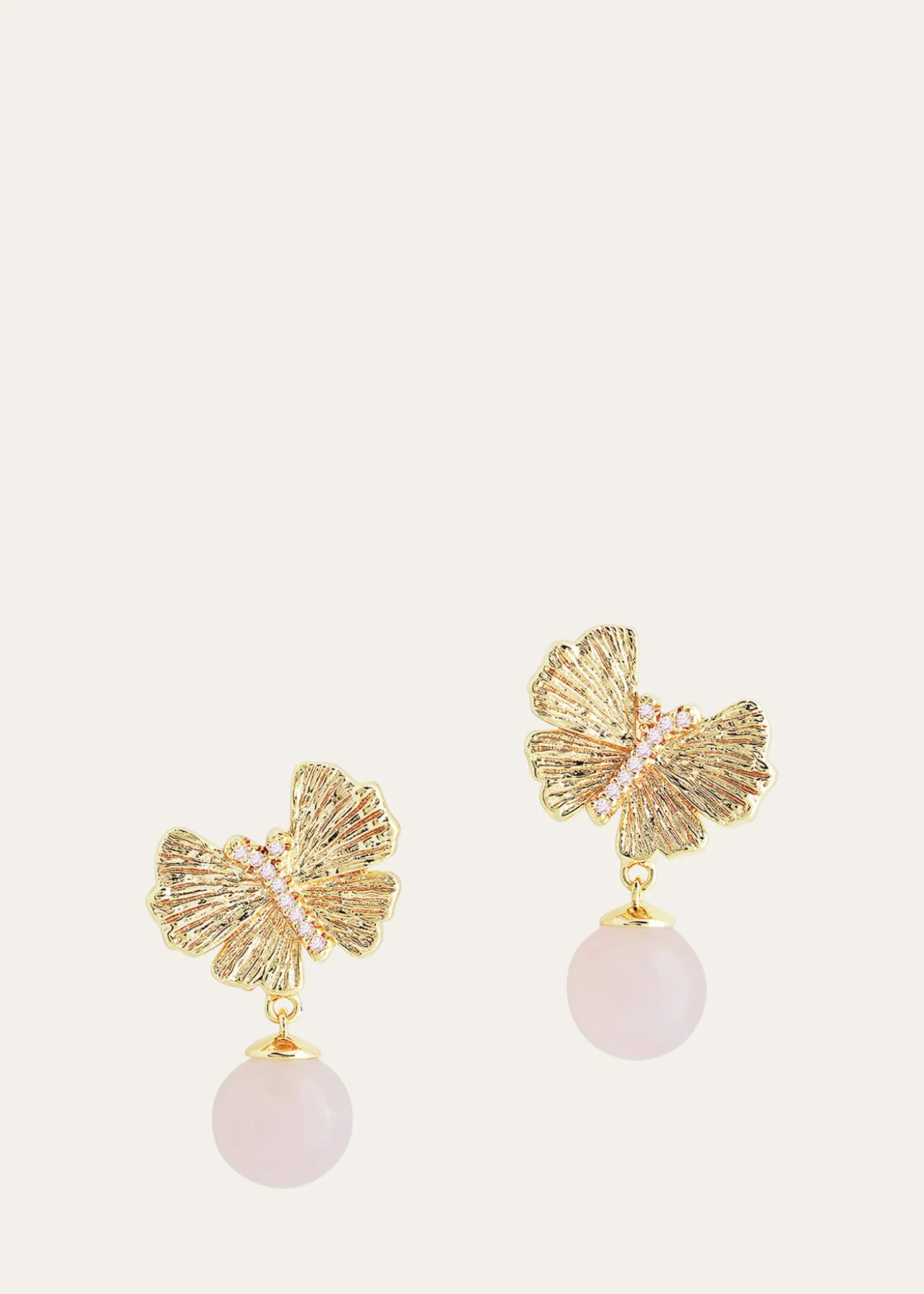 Anabel Aram JewelryButterfly with Rose Quartz Drop Earrings
