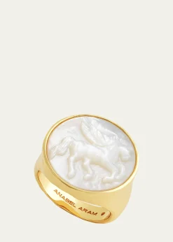 Anabel Aram JewelryPegasus Mother-of-Pearl Coin Signet Ring