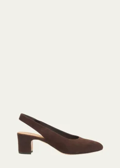 Aquatalia50mm Trevi Suede Slingback Pumps