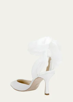 Badgley MischkaBlaze Satin Ankle-Wrap Halter Pumps