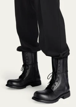 BalenciagaMen's Truck Leather Cap-Toe Lace-Up Boots