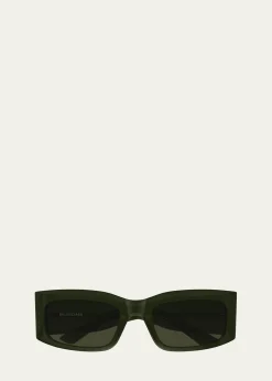 BalenciagaMen's BB0328S Acetate and Nylon Rectangle Sunglasses