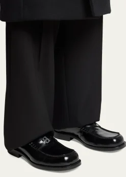 BalenciagaMen's Comfy B-Logo Calfskin Penny Loafers