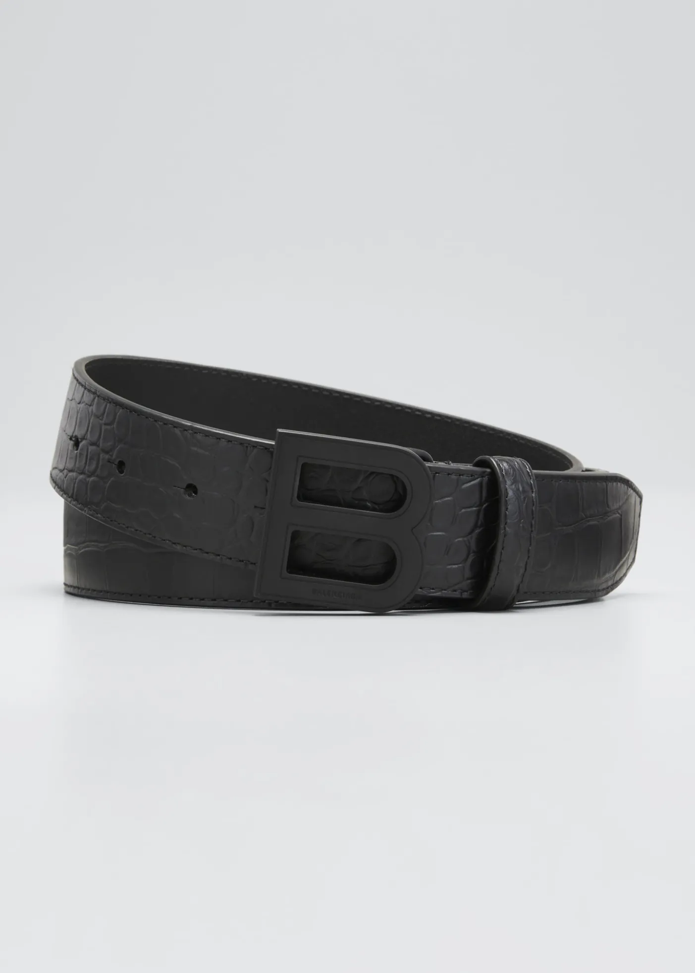 BalenciagaMen's Hourglass B-Logo Tonal Leather Belt