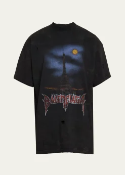 BalenciagaMen's Paris Moon Jersey T-Shirt
