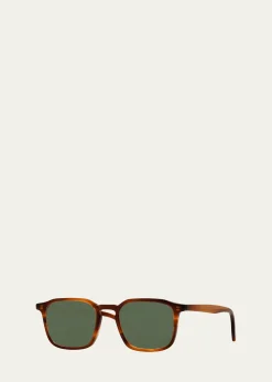 Barton PerreiraMen's Keyhole-Bridge Acetate Rectangle Sunglasses