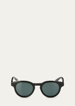 Barton PerreiraMen's Oxford Round Acetate Sunglasses