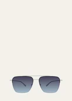 Barton PerreiraMen's Armstrong Titanium Aviator Sunglasses