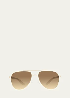 Barton PerreiraMen's Cani Zyl and Titanium Aviator Sunglasses