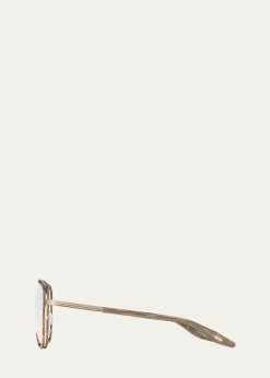 Barton PerreiraMen's Cani Zyl and Titanium Aviator Sunglasses