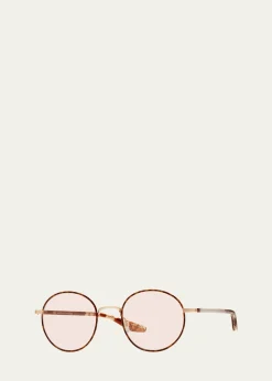Barton PerreiraMen's Caster Zyl and Titanium Round Sunglasses