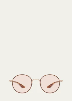 Barton PerreiraMen's Caster Zyl and Titanium Round Sunglasses