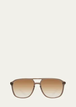 Barton PerreiraMen's Double-Bridge Acetate Aviator Sunglasses