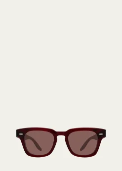 Barton PerreiraMen's Keyhole-Bridge Acetate Rectangle Sunglasses