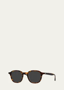 Barton PerreiraMen's Keyhole-Bridge Acetate Square Sunglasses