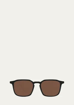 Barton PerreiraMen's Raymond Keyhole-Bridge Acetate Rectangle Sunglasses