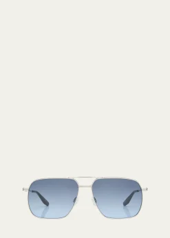 Barton Perreirax 007 Men's Royale Double-Bridge Titanium Aviator Sunglasses