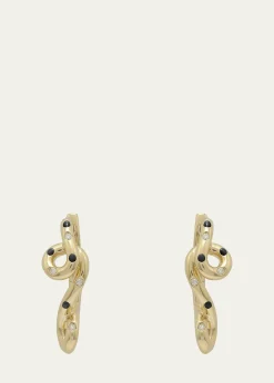 Bea Bongiasca9K Gold Diamond and Black Enamel Polka Dot Earrings