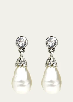 Ben-AmunBaroque Glass-Pearl Crystal Drop Earrings