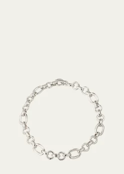 Ben-AmunDonia Silver Round and Oval Link Chain Necklace