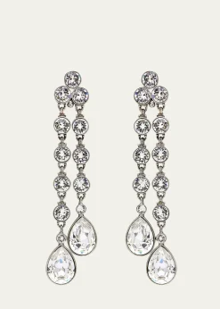 Ben-AmunDouble Teardrop Crystal Dangle Clip Earrings