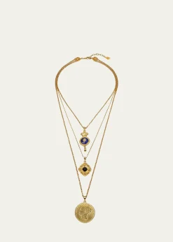 Ben-Amun24k Gold Electroplate Triple Charms Necklace
