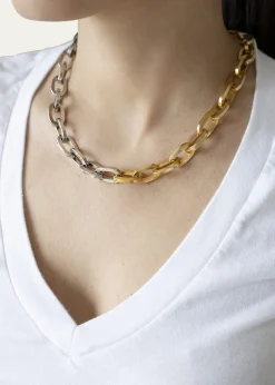 Ben-AmunTwo-Tone Link Necklace, 18"L