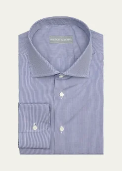 Bergdorf GoodmanMen's Cotton Micro-Check Spread Collar Dress Shirt