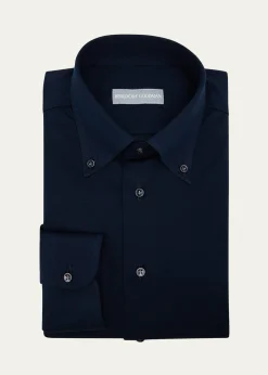 Bergdorf GoodmanMen's Cotton Pique Button-Collar Sport Shirt