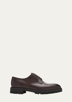 Bergdorf GoodmanMen's Lug-Sole Calfskin Derby Shoes