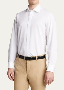 Bergdorf GoodmanMen's Formal Twill Fly-Front Dress Shirt