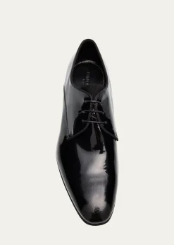 Bergdorf GoodmanMen's Patent Leather Rubber-Sole Derby Shoes