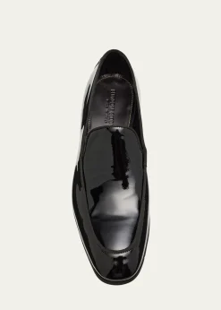 Bergdorf GoodmanMen's Piped Patent Leather Apron-Toe Venetian Loafers