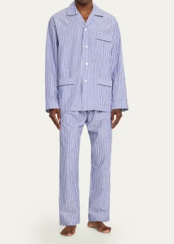 Bergdorf GoodmanMen's Striped Cotton Pajama Shirt