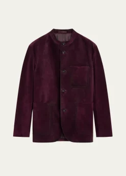 BerlutiMen's Suede Patina Chore Jacket